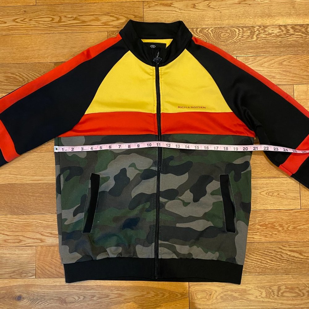 Rich & Rotten Color Block Camo Full Zip Track Jacket Medium - Picture 3 of 10